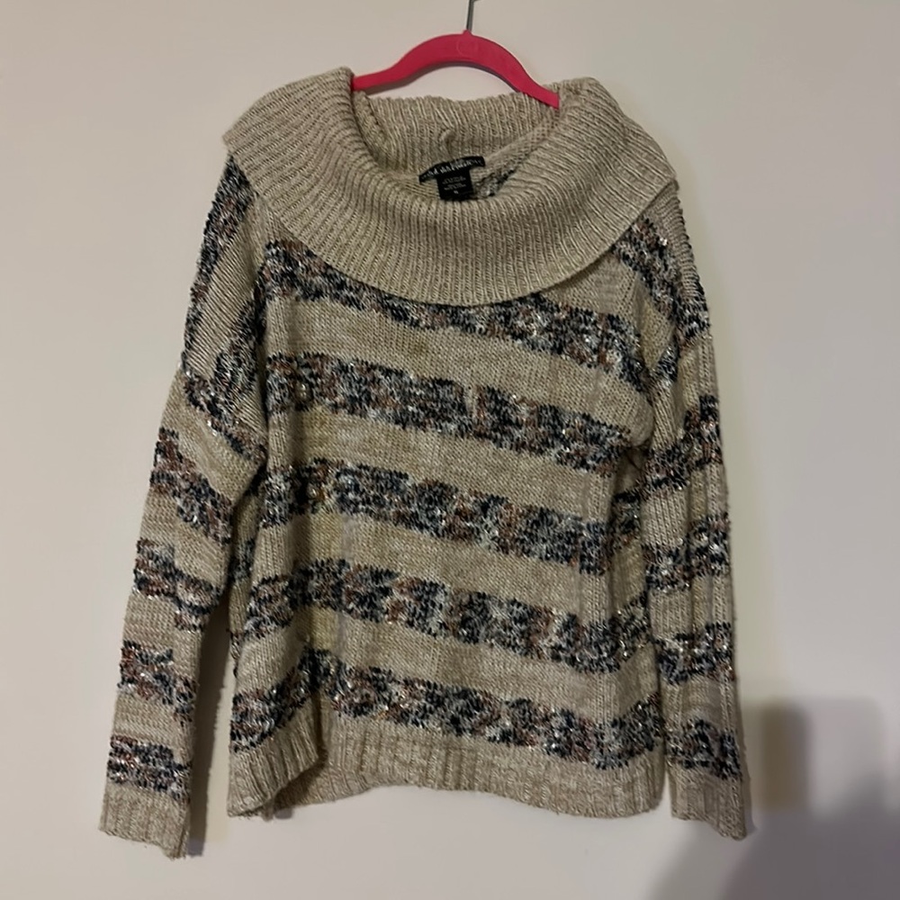Tan/brown size xl cowl neck sweater.